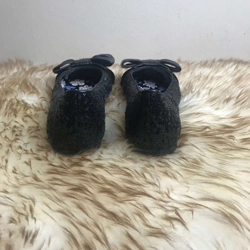 Tory Burch Ballet Sequin Divine Bow Flats Ballerina Sparkly Holiday Bling